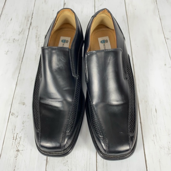 Winston Mens Dress Shoes Size 9 Slip On Oxford Loafers Black Synthetic Leather - Picture 5 of 10